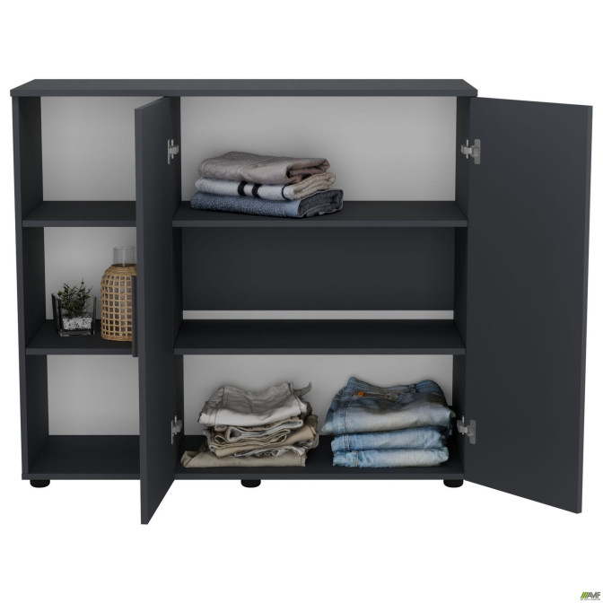 Комод City-422L две двери открытая секция (1120х420х1000Н) Антрацит AMF
