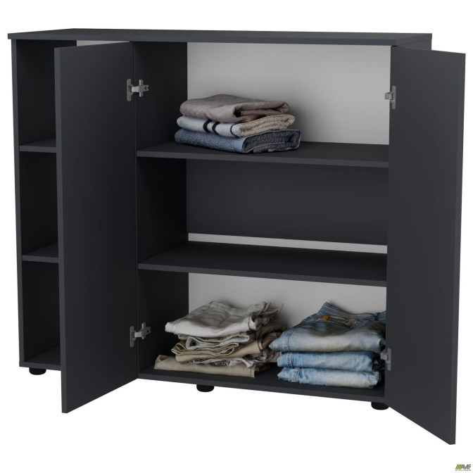 Комод City-422L две двери открытая секция (1120х420х1000Н) Антрацит AMF