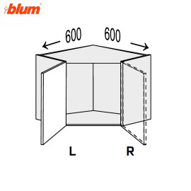 Кухонна секція Міленіум WG верхня Кут В 45° 600х600/360 1дв Pro Blum Права ML-193W/01R MiroMark