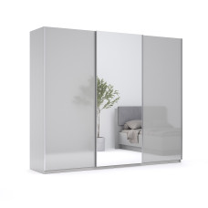 Шкаф-купе с зеркалом 2,5х2,1 Меги / Megy Глянец Шиншила Серая MiroMark MG-25-GG
