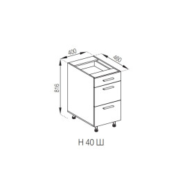 Кухонная секция нижняя Н 40Ш LUX Бьянка Мир мебели  