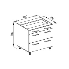 Кухонная секция нижняя Н 80 3Ш (1 + 2) FAVORIT Марта Мир мебели