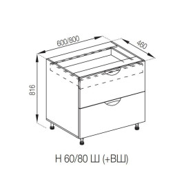 Кухонная секция нижняя Н 60 Ш ( + ВШ) LUX Адель Люкс Мир мебели
