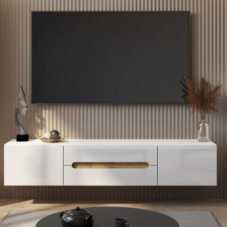 Тумба під ТВ навісна Глянець Білий / Дуб Аппалачі Б'янко Світ Меблів