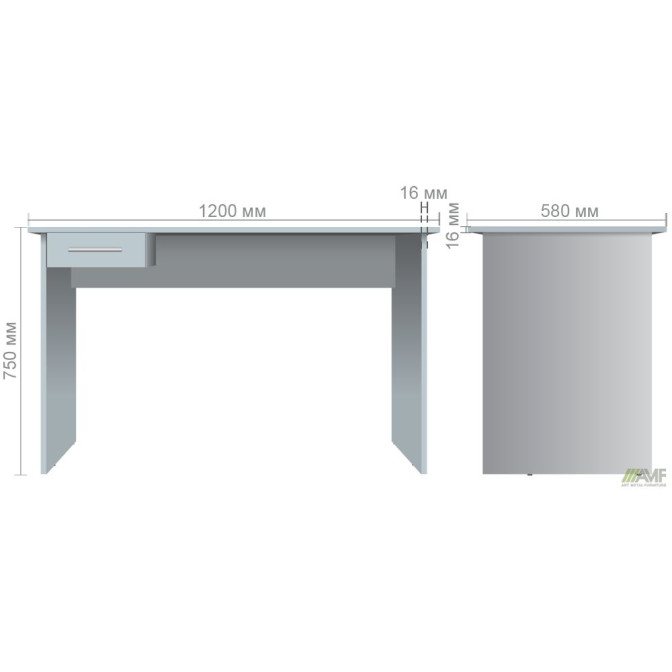 Стол письменный с ящиком ОМ-120L (1200х580х750Н) Дуб Сонома AMF