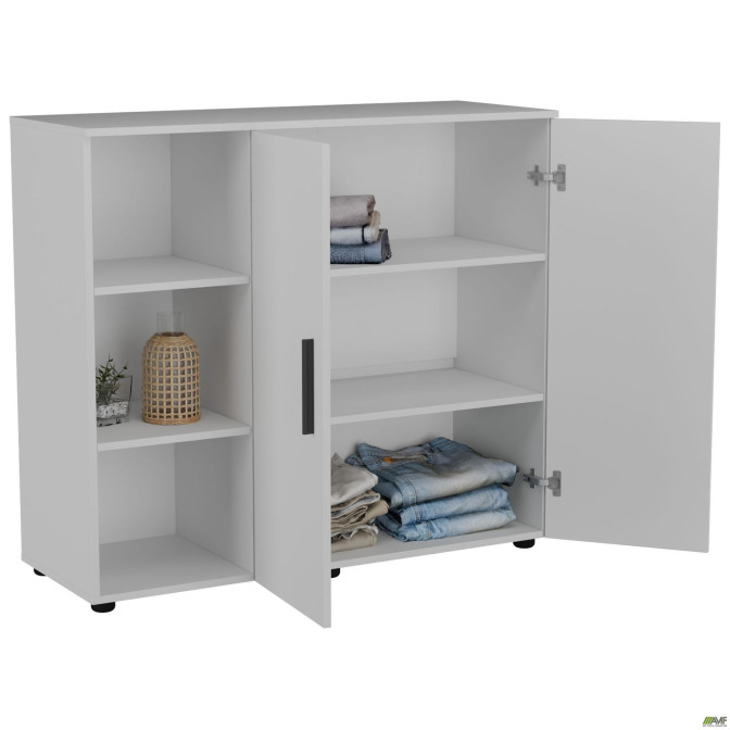 Комод City-422L две двери открытая секция (1120х420х1000Н) Белый AMF