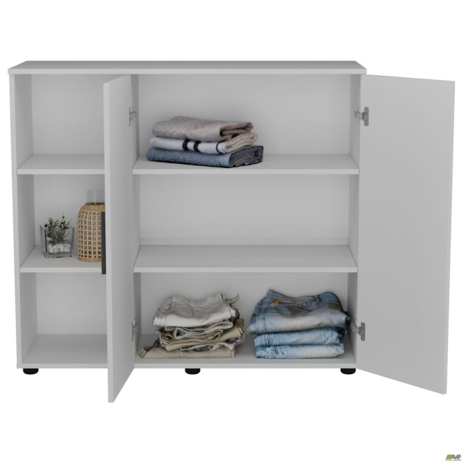 Комод City-422L две двери открытая секция (1120х420х1000Н) Белый AMF