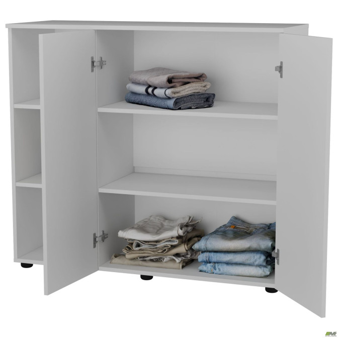 Комод City-422L две двери открытая секция (1120х420х1000Н) Белый AMF