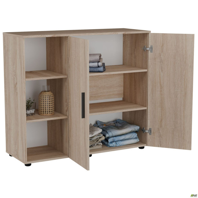 Комод City-422L две двери открытая секция (1120х420х1000Н) Дуб Сонома AMF