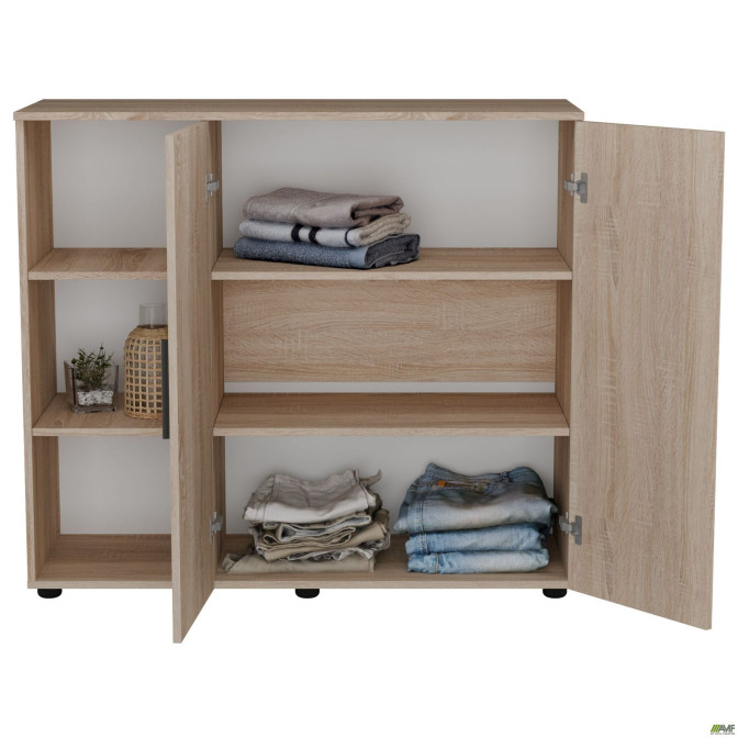 Комод City-422L две двери открытая секция (1120х420х1000Н) Дуб Сонома AMF