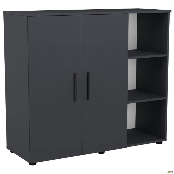 Комод City-422R две двери открытая секция (1120х420х1000Н) Антрацит AMF