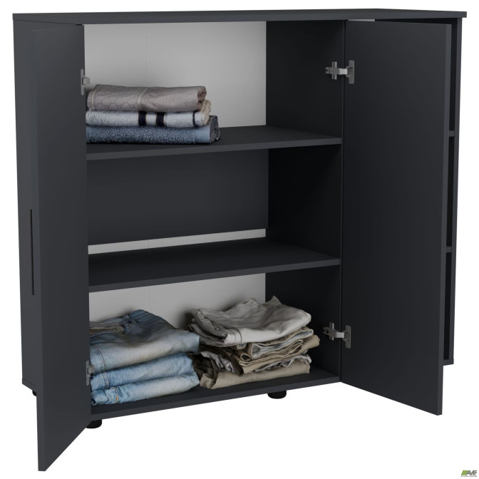 Комод City-422R две двери открытая секция (1120х420х1000Н) Антрацит AMF