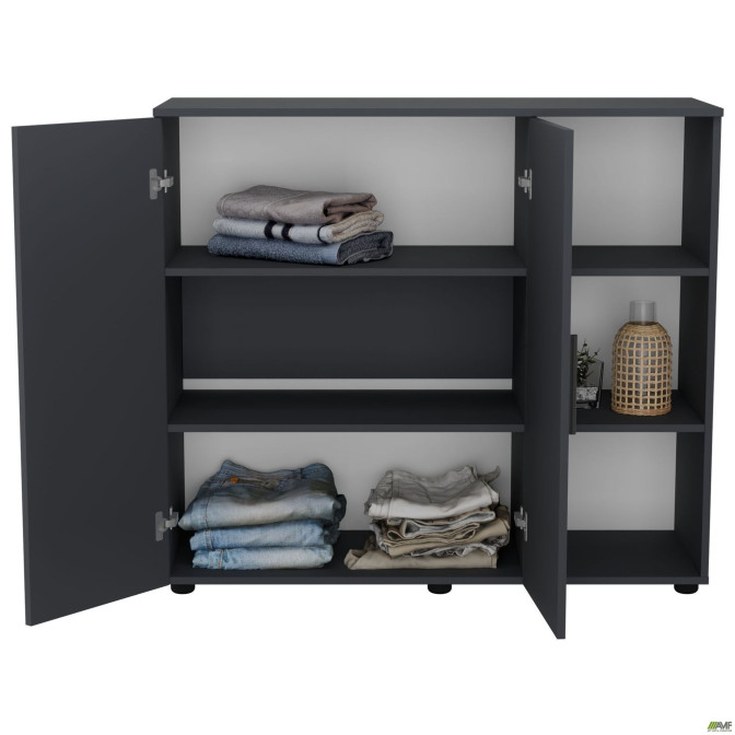 Комод City-422R две двери открытая секция (1120х420х1000Н) Антрацит AMF