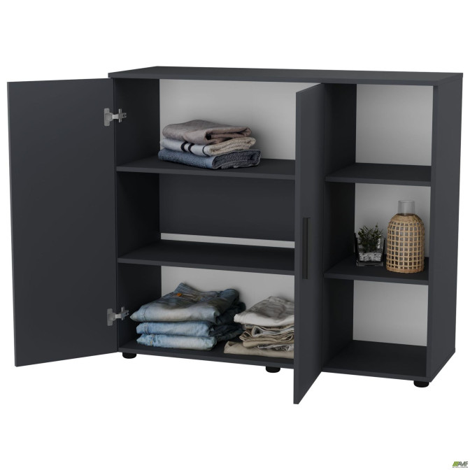 Комод City-422R две двери открытая секция (1120х420х1000Н) Антрацит AMF