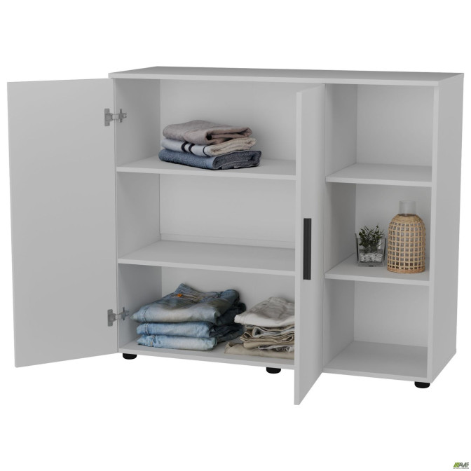 Комод City-422R две двери открытая секция (1120х420х1000Н) Белый AMF