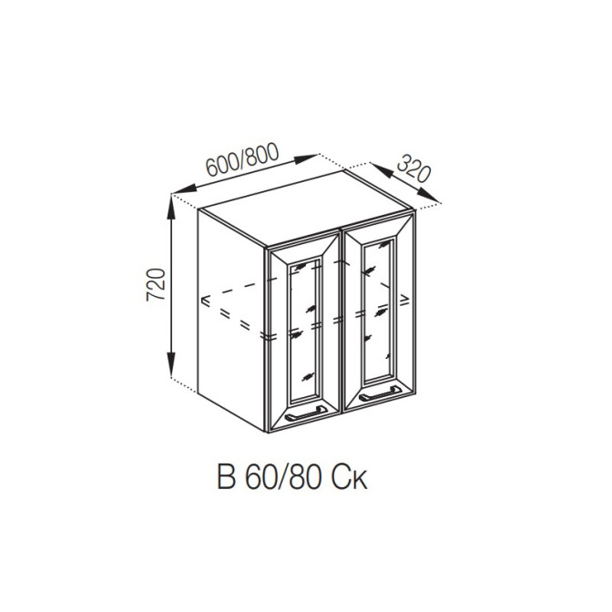 Кухонная секция верхняя В 80Ск Марго Мир мебели