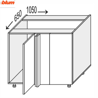 Кухонна секція Валенсія нижня Кут Н 90° 1050х650/820 1дв Pro Blum VL-096W/9003 MiroMark