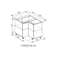 Кухонная секция нижняя 90*90 Адель Люкс Мир мебели