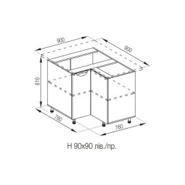 Кухонна секція нижня 90*90 Адель Люкс Світ меблів