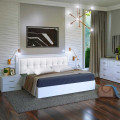 Спальня Белла Шафа-купе Білий глянець Ліжко 1,6 МС Тумба 2Шх 2шт Комод 3Шх Дзеркало 1200 MiroMark