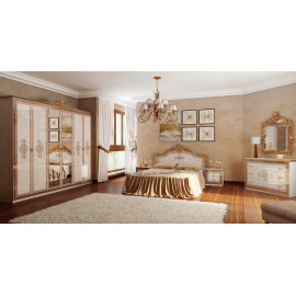 Комплект спальні Шафа 6Дв Ліжко 1,6 Тумба 2Ящ 2Шт Комод 3Ящ Дзеркало Дженніфер / Jennifer Радика Біж MiroMark JF-106-RB/BL