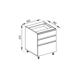 Кухонная секция нижняя Н 80 3Ш (2 + 1) LUX Тина Мир мебели