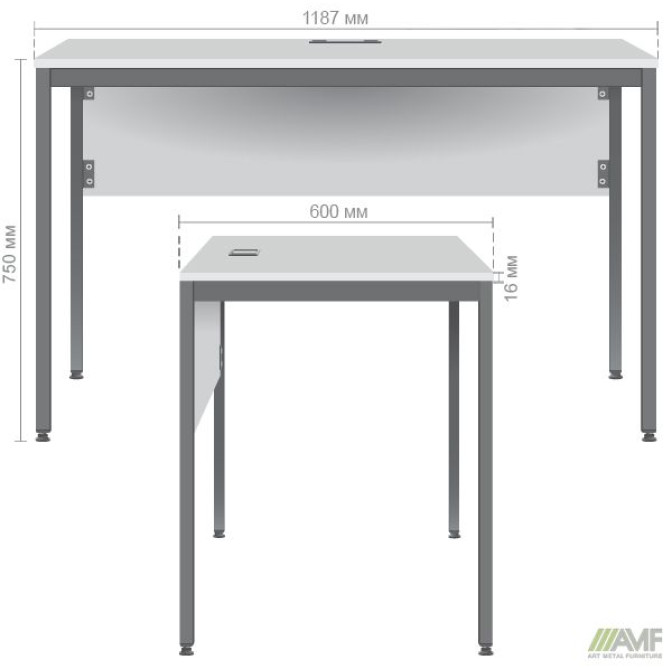 Стол письменный Осло (1187х600х750Н) черный графит, Дуб Сонома AMF