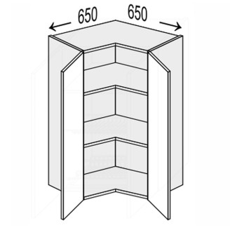 Кухонная секция Валенсия верхняя Угол В 90° 650х650/900 2дв VL-592W/9003 MiroMark