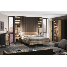 Комплект спальни Шкаф 6Дв Кровать 1,6 Тумба 1Ящ 2Шт Комод 1Дв 1Ящ Зеркало Квадро / Quadro Дуб Фрегат MiroMark KV-106-OF