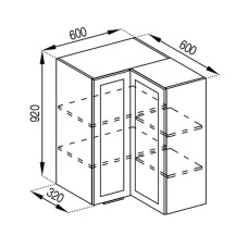 Кухонная секция верхняя 60*60 кут прямий (h-920) Анна Мир мебели 
