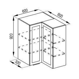 Кухонная секция верхняя 60*60 кут прямий (h-920) Анна Мир мебели 