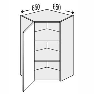 Кухонна секція Глорі верхня кут 45° 650х650/900 1дв GL-591W/01 MiroMark