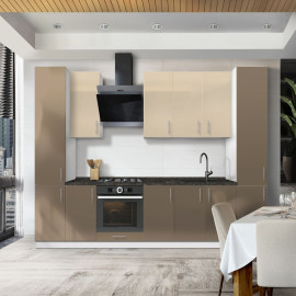 Кухня готовая МДФ Элегант 2,8 м краска H900 встроенная плита, отдельная вытяжка, с ручками Senam