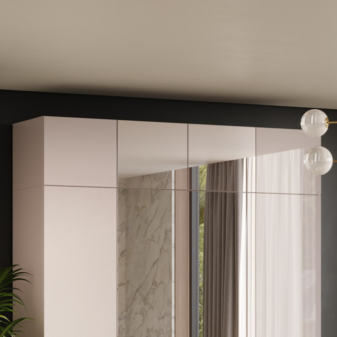 Антресоль 4Дв с зеркалом Лилу / Lily Глянец Кашемир MiroMark LY-05-GC  Антресоль 4Дв с зеркалом Лилу / Lily Глянец Кашемир MiroMark LY-05-GC