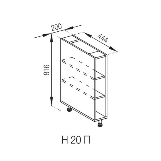 Кухонная секция нижняя полки Н 20 Оля Мир мебели  