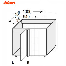 Кухонна секція Міленіум WG нижня Кут Н 90° 1000х600/820 1дв Pro Blum Ліва ML-099W/01L MiroMark