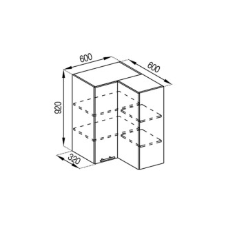 Кухонна секція верхня 60*60 кут прямий (h-920) Адель Світ меблів 