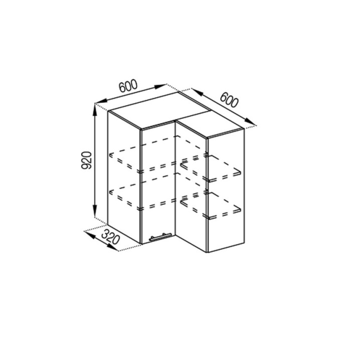 Кухонна секція верхня 60*60 кут прямий (h-920) Адель Світ меблів 