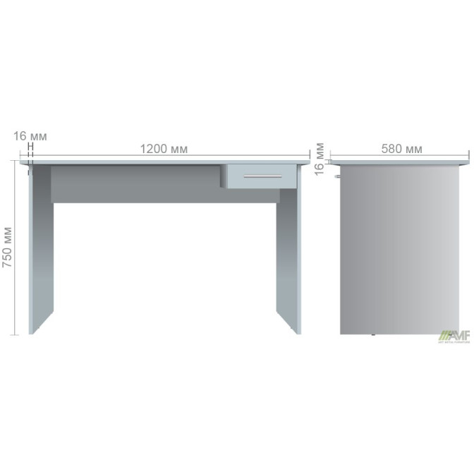 Стол письменный с ящиком ОМ-120R (1200х580х750Н) Дуб Сонома AMF