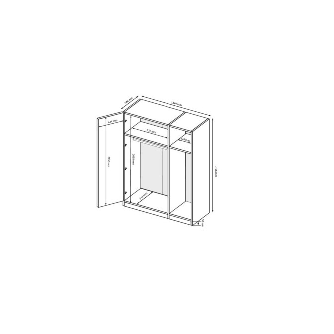 Шафа 3Дв із дзеркалом Міла / Mila Глянець Білий MiroMark MA-13-WB