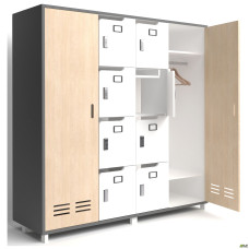 Шафа Locker (1850х550х1827) Антрацит / Фанера / Білий супермат / Опора Сигма Чорний графіт AMF