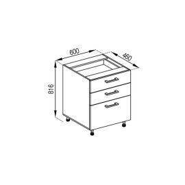 Кухонная секция нижняя Н 60 3Ш (2 + 1) LUX Марта Мир мебели