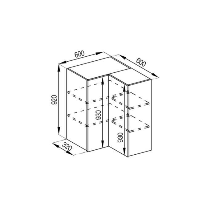 Кухонная секция верхняя 60*60 кут прямий (h-920) Софи Мир мебели