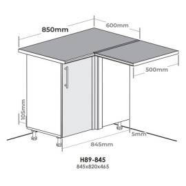 Кухонная секция Н89-845 нижняя 845 угол 90