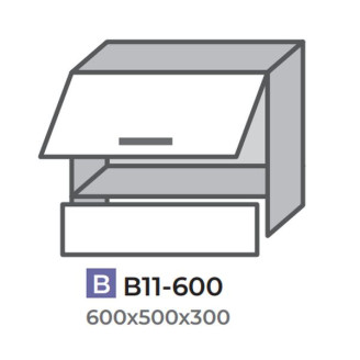 Кухонна секція В11-600 верхня 600 витяжка два фасади (600*360, 600*140) Модерн Еверест  