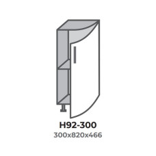 Кухонна секція Н92-300 нижня 450 радіусне фасад Модерн Еверест  