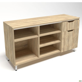 Тумба стационарная Delta DL-401R (1200х400х675мм) Блэквуд Ячменный / Опора Белый беж AMF
