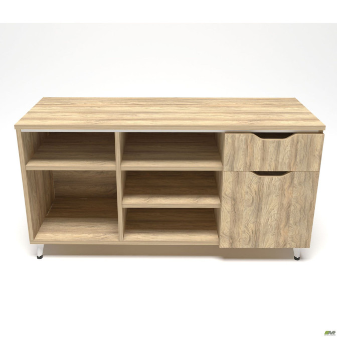Тумба стационарная Delta DL-401R (1200х400х675мм) Блэквуд Ячменный / Опора Белый беж AMF