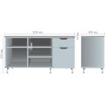 Тумба стационарная Delta DL-401R (1200х400х675мм) Блэквуд Ячменный / Опора Белый беж AMF