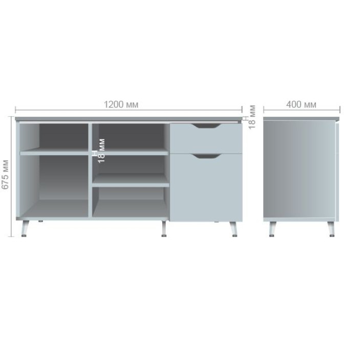 Тумба стационарная Delta DL-401R (1200х400х675мм) Блэквуд Ячменный / Опора Белый беж AMF